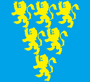 Arms Image: Azure, six lions rampant in pile or